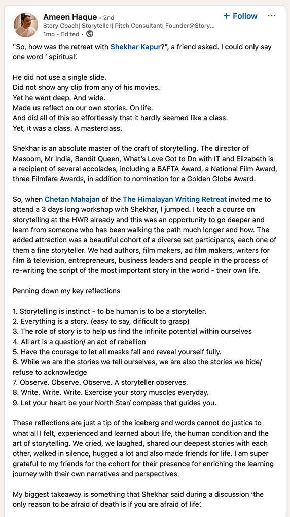 The Shekhar Kapur Masterclass on Stories & Storytelling 11 satkhol